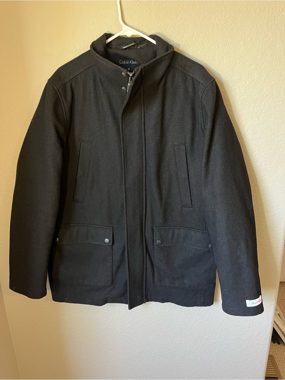 Calvin Klein Men’s Black Wool Blend Field Jacket Coat Size M Fall Winter Outdoor